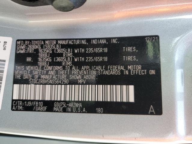 VIN 5TDCZRBH5NS564290 2022 Toyota Highlander, L no.13