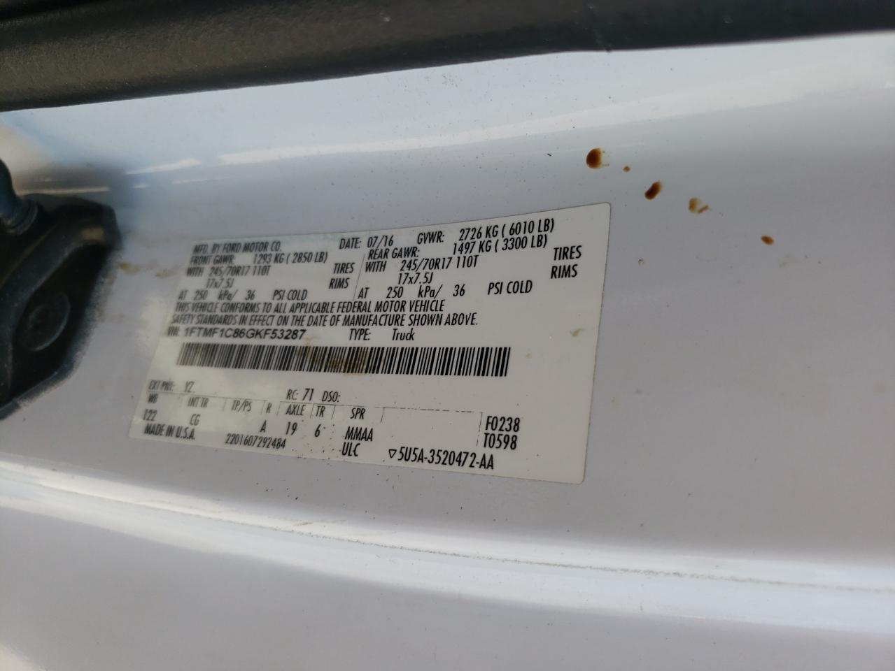 1FTMF1C86GKF53287 FORD All Models 2016