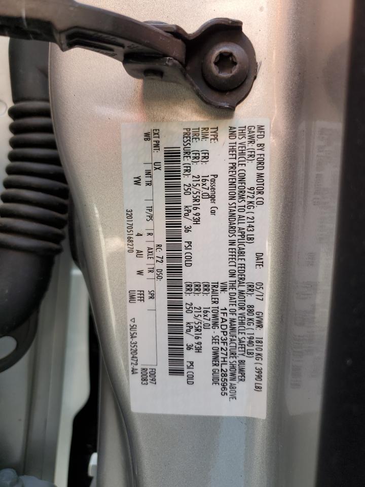 1FADP3F27HL285965 FORD FOCUS 2017