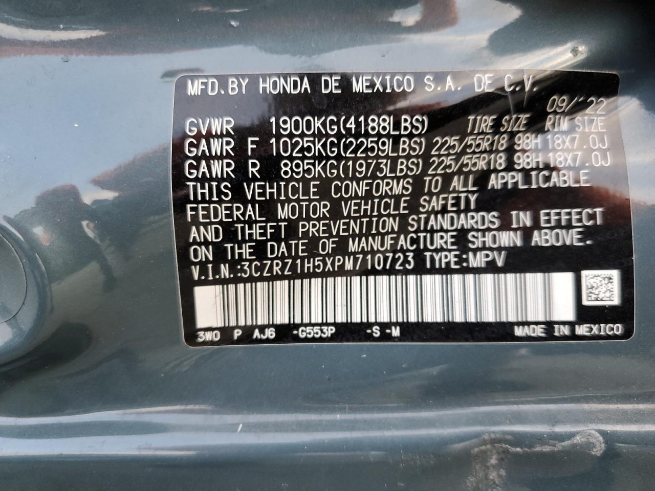 3CZRZ1H5XPM710723 HONDA HR-V 2023