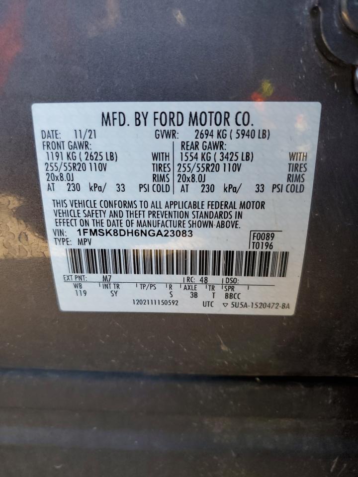 1FMSK8DH6NGA23083 FORD EXPLORER 2022