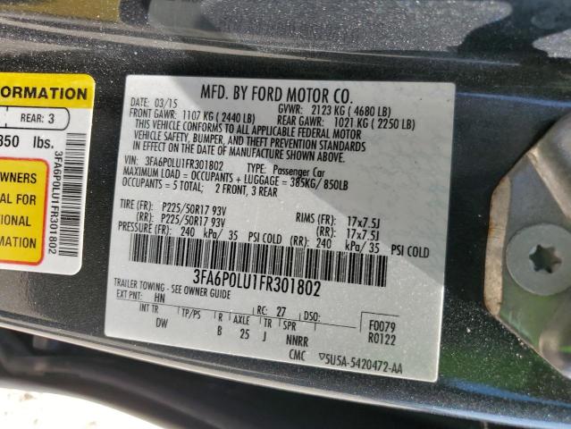 3FA6P0LU1FR301802 Ford Fusion Se Hybrid