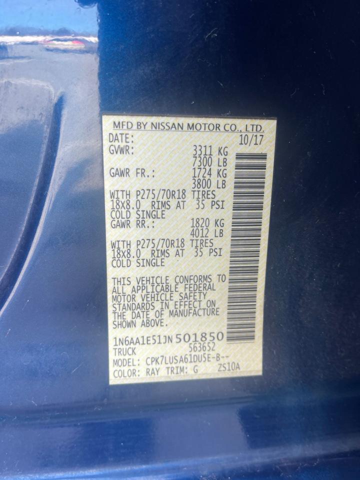1N6AA1E51JN501850 NISSAN TITAN 2018