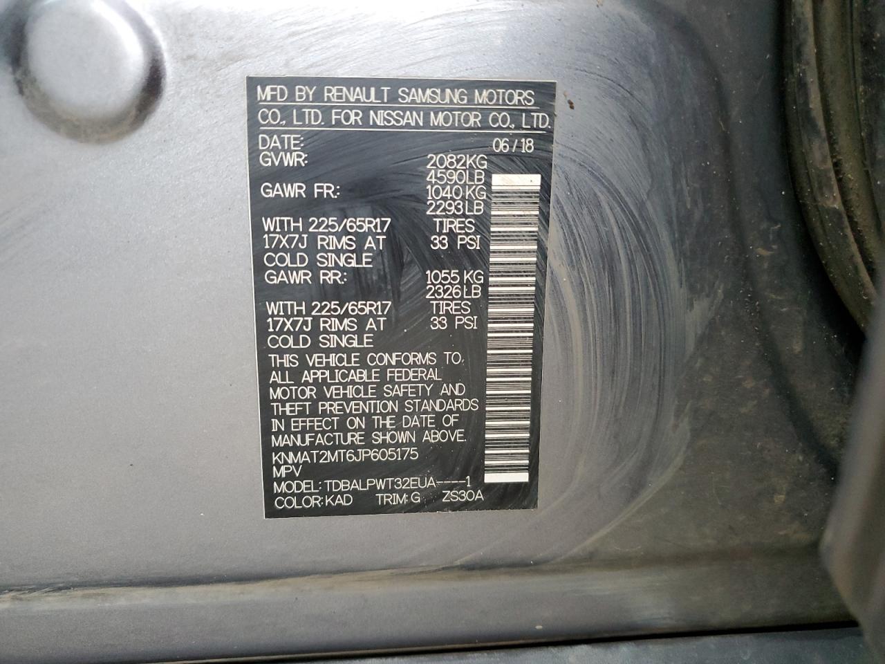 KNMAT2MT6JP605175 NISSAN ROGUE 2018