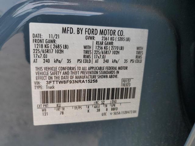 3FTTW8F93NRA15258 Ford Maverick Xl
