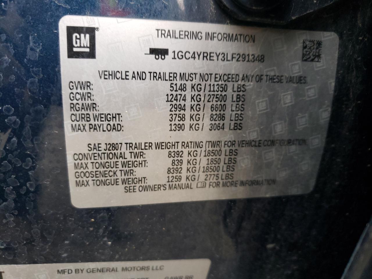 1GC4YREY3LF291348 CHEVROLET ALL Models 2020