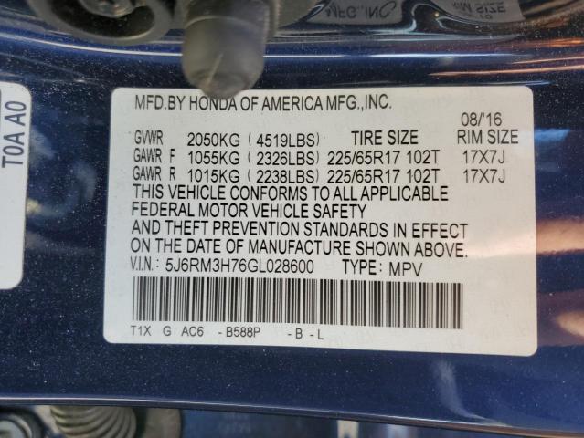 5J6RM3H76GL028600 Honda CR-V EXL
