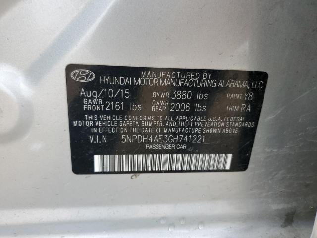 5NPDH4AE3GH741221 Hyundai ELANTRA SE