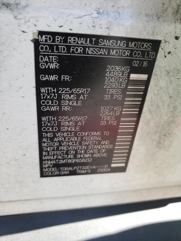 KNMAT2MT8GP658212 NISSAN ROGUE 2016