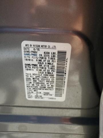 JN8AS5MT9FW667627 Nissan Rogue Select S