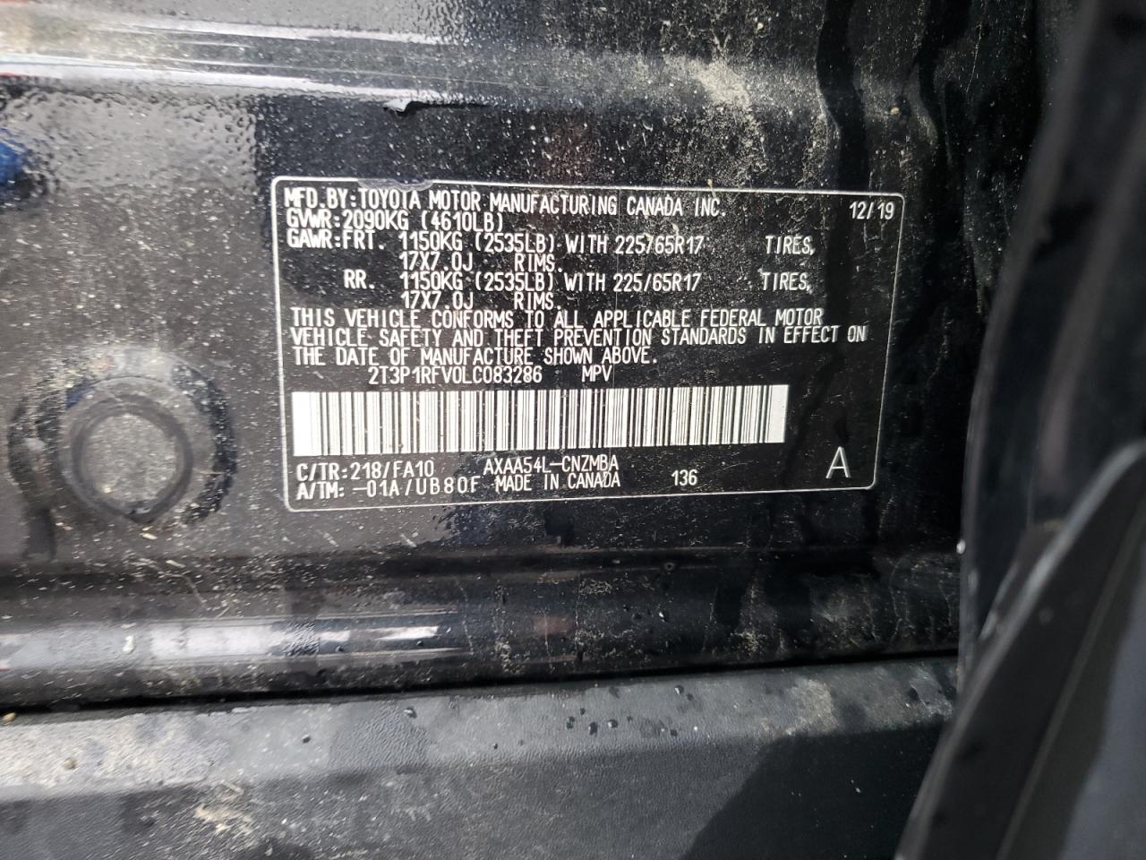 2T3P1RFV0LC083286 TOYOTA RAV4 2020