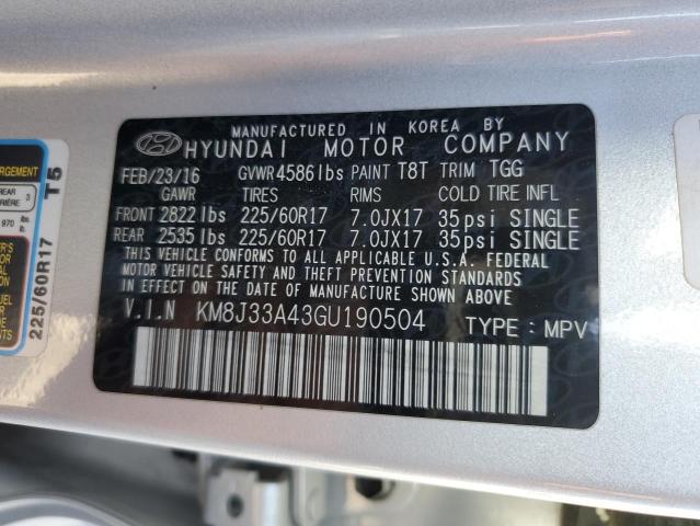 2016 HYUNDAI TUCSON LIM - KM8J33A43GU190504