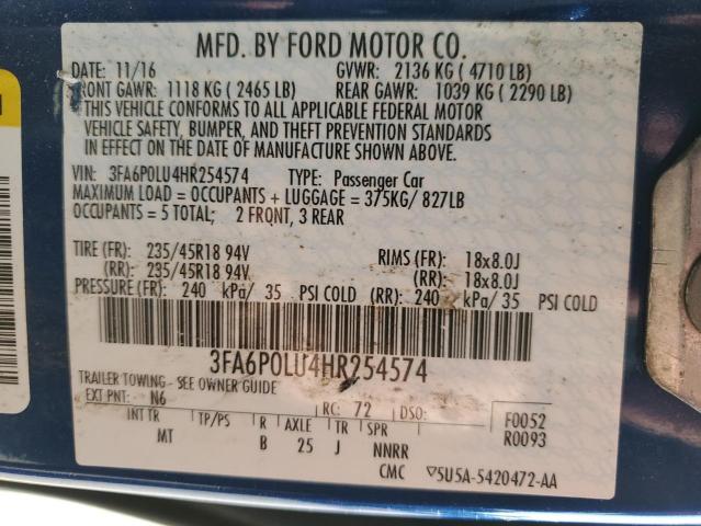 3FA6P0LU4HR254574 2017 FORD FUSION, photo no. 12