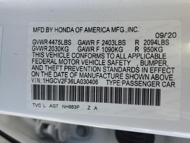 1HGCV2F36LA030406 Honda Accord SPO 12