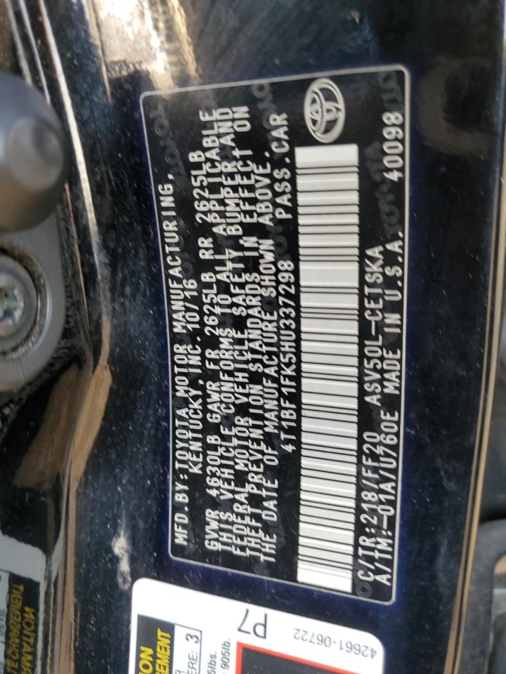 4T1BF1FK5HU337298 TOYOTA CAMRY 2017