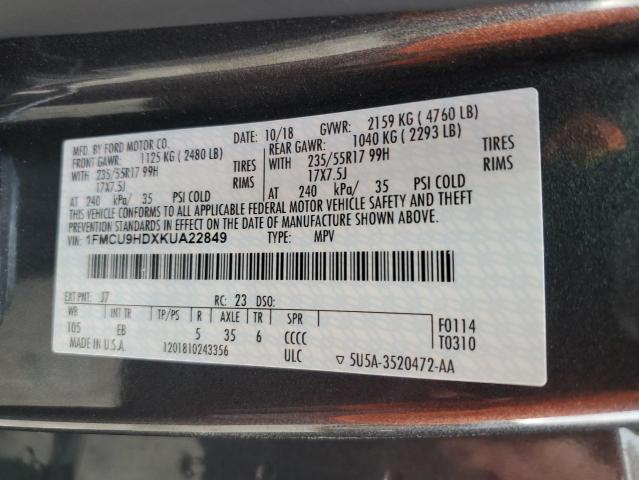 1FMCU9HDXKUA22849 2019 FORD ESCAPE, photo no. 13