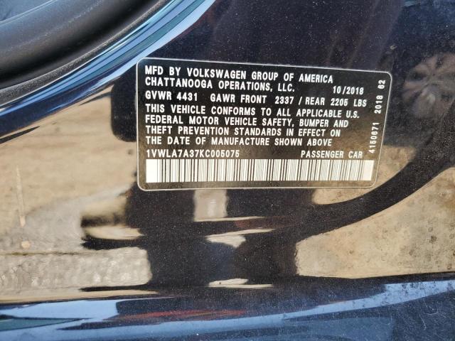 2019 VOLKSWAGEN PASSAT WOL - 1VWLA7A37KC005075