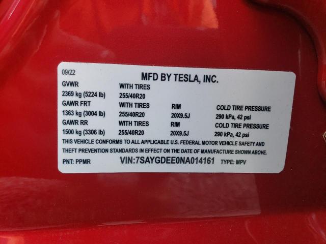 7SAYGDEE0NA014161 Tesla Model Y