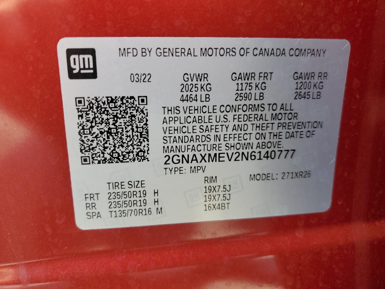 2GNAXMEV2N6140777 CHEVROLET EQUINOX 2022