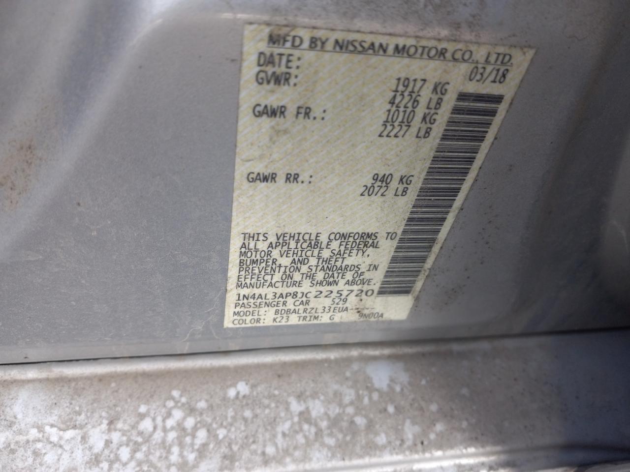 1N4AL3AP8JC225720 NISSAN ALTIMA 2018