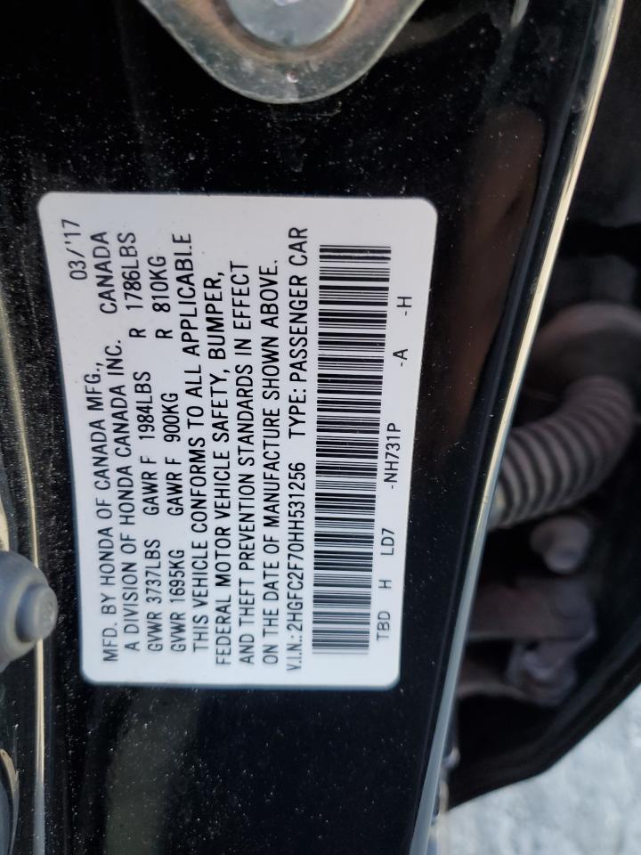 2HGFC2F70HH531256 HONDA CIVIC 2017