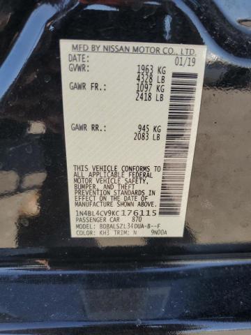 2019 NISSAN ALTIMA SR - 1N4BL4CV9KC176115