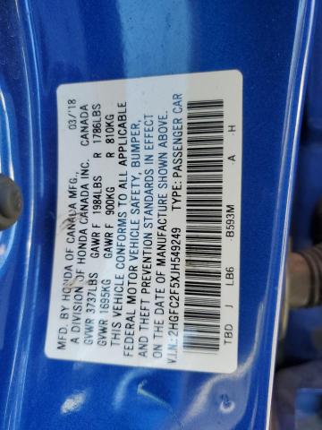 2018 HONDA CIVIC LX - 2HGFC2F5XJH549249