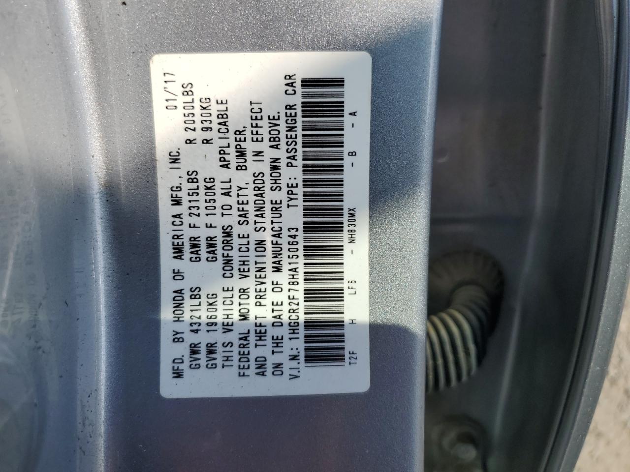1HGCR2F78HA150643 HONDA ACCORD 2017