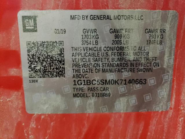 2019 CHEVROLET CRUZE LS - 1G1BC5SM0K7140663