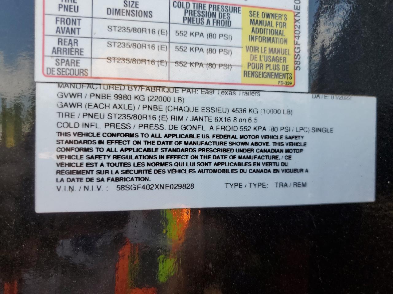 58SGF402XNE029828 OTHR ALL OTHER 2022