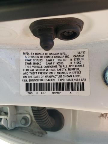 2017 HONDA CIVIC EX - 2HGFC2F70HH542399