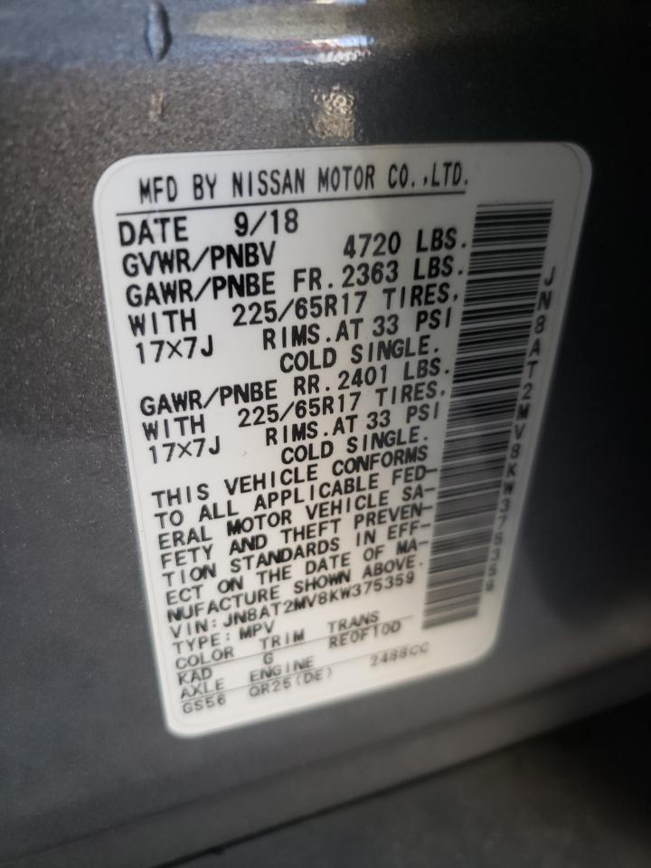 JN8AT2MV8KW375359 NISSAN ROGUE 2019