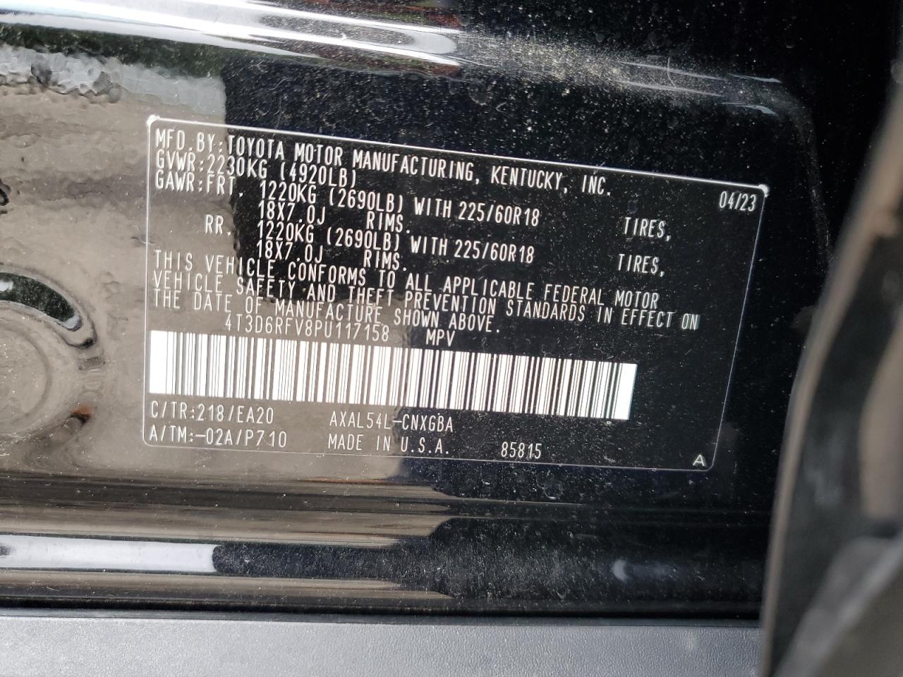 4T3D6RFV8PU117158 TOYOTA RAV4 2023