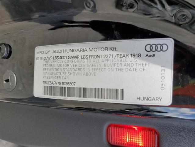 TRUC5AFV7G1026807 | 2016 AUDI TT