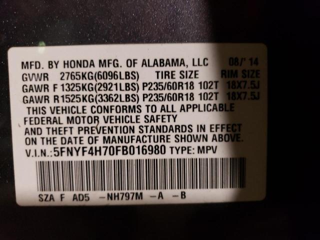 5FNYF4H70FB016980 Honda PILOT EXLN