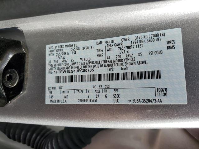 1FTEW1EG1JFC80705 Ford F150 Supercrew