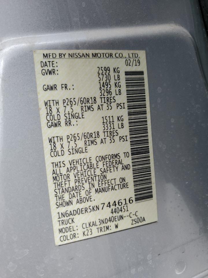 1N6AD0ER5KN744616 NISSAN FRONTIER 2019