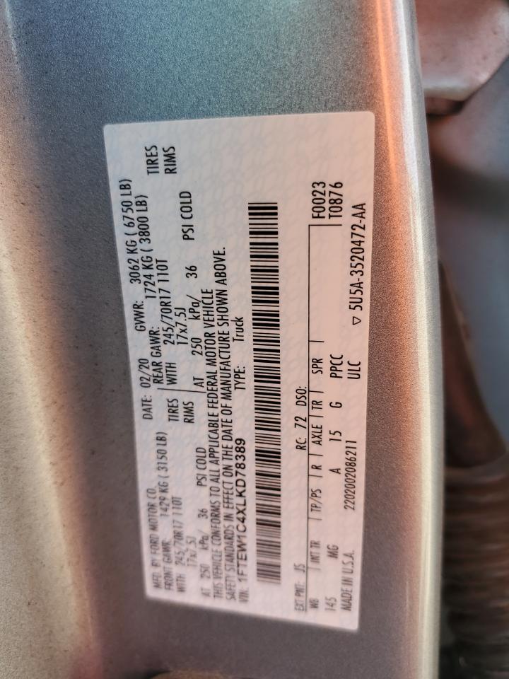 1FTEW1C4XLKD78389 FORD F-150 2020