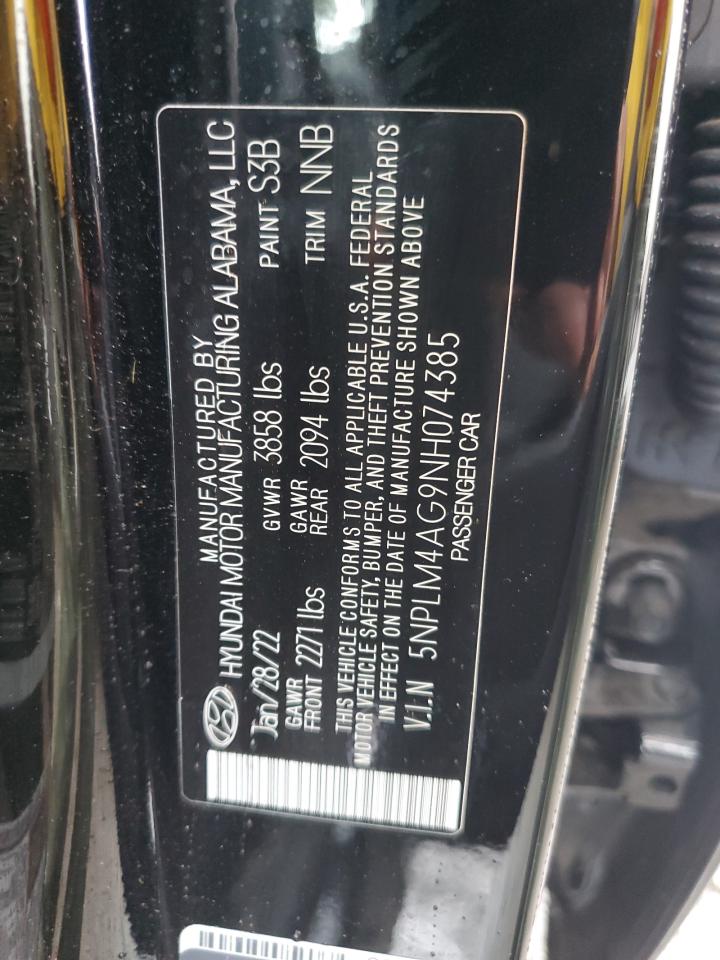 5NPLM4AG9NH074385 2022 Hyundai Elantra Sel