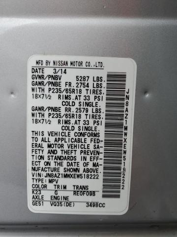 JN8AZ1MWXEW518222 Nissan MURANO S