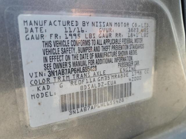 3N1AB7AP6HL655428 | 2017 NISSAN SENTRA S