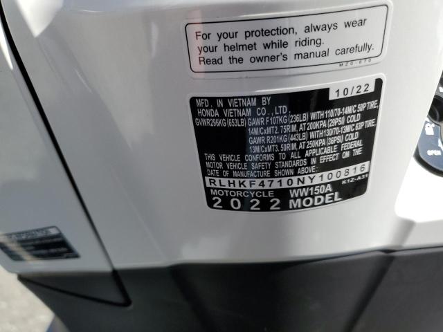 2022 HONDA PCX 150 RLHKF4710NY100816