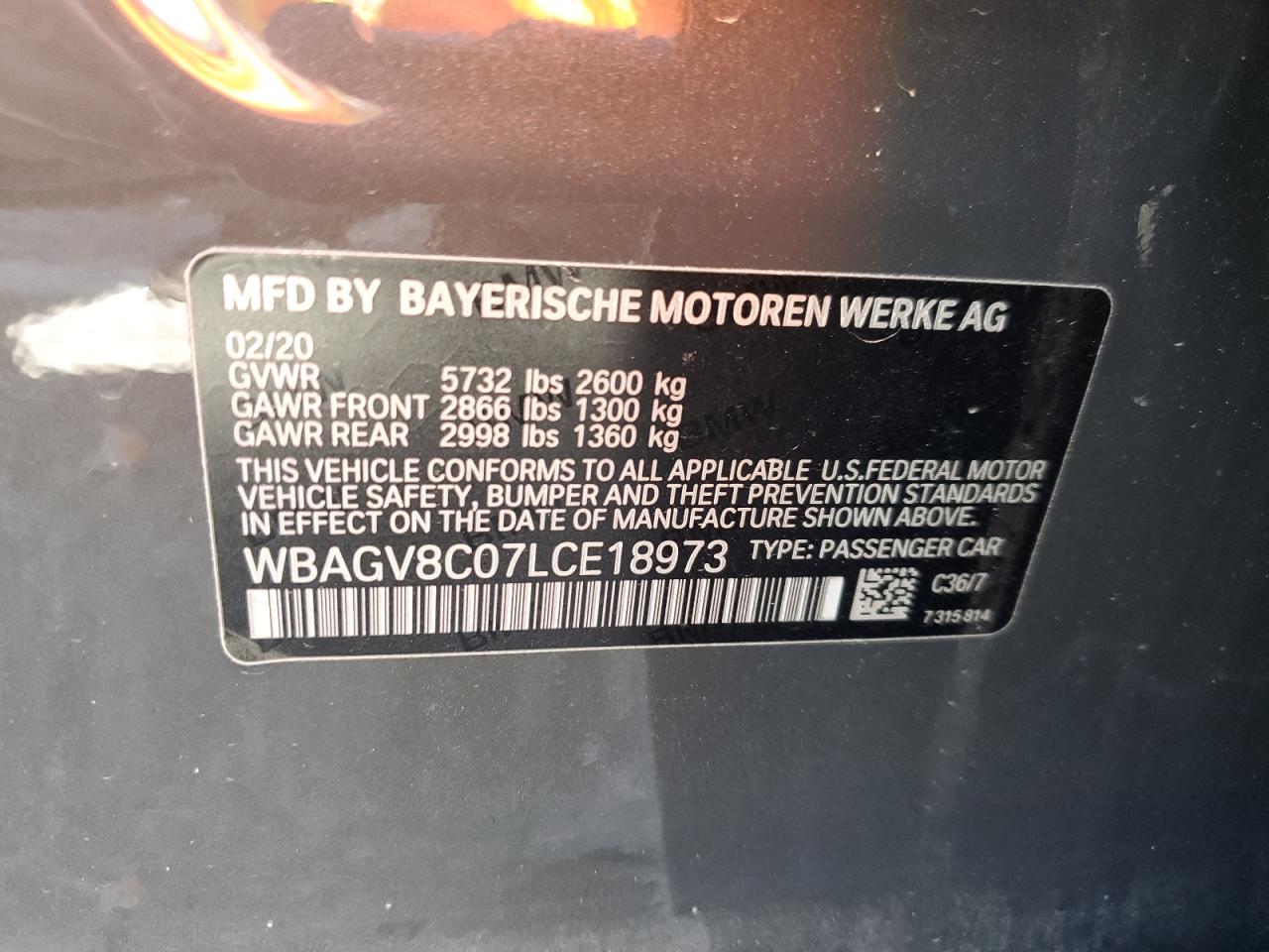 2020 BMW M850Xi vin: WBAGV8C07LCE18973