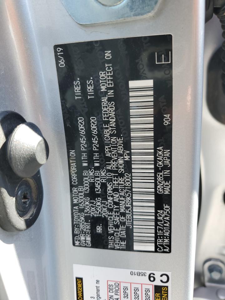 JTEBU5JR8K5718002 TOYOTA 4RUNNER 2019
