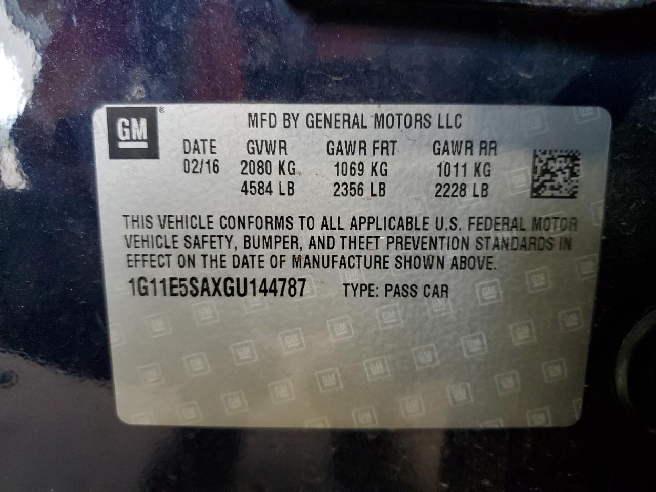 1G11E5SAXGU144787 CHEVROLET MALIBU 2016
