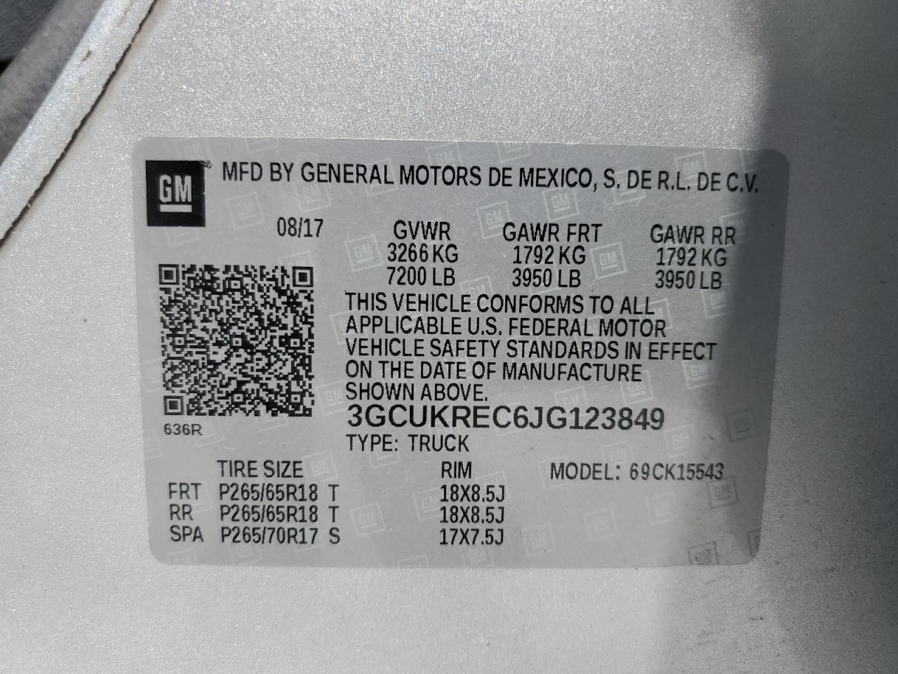 3GCUKREC6JG123849 CHEVROLET ALL Models 2018