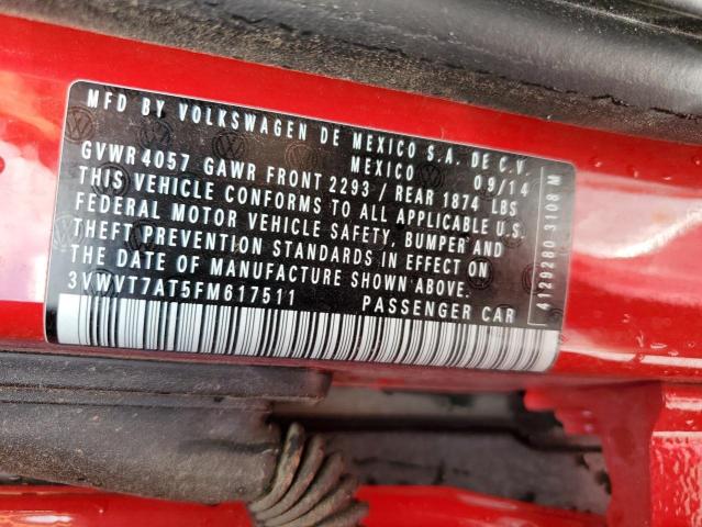 2015 VOLKSWAGEN BEETLE R-L 3VWVT7AT5FM617511