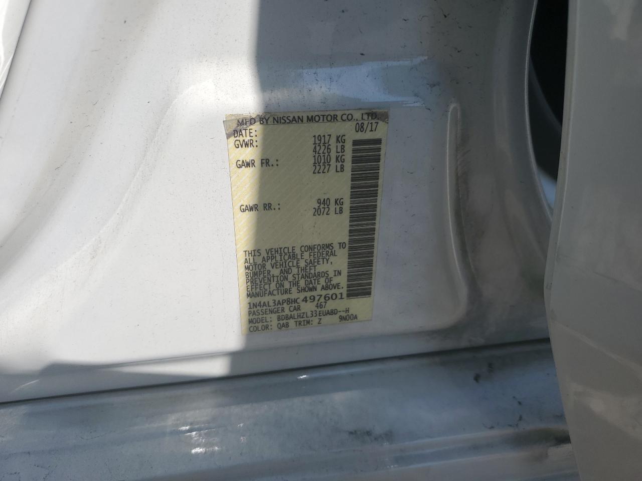 1N4AL3AP8HC497601 NISSAN ALTIMA 2017