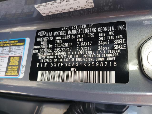 5XYPG4A31KG598218 KIA SORENTO L