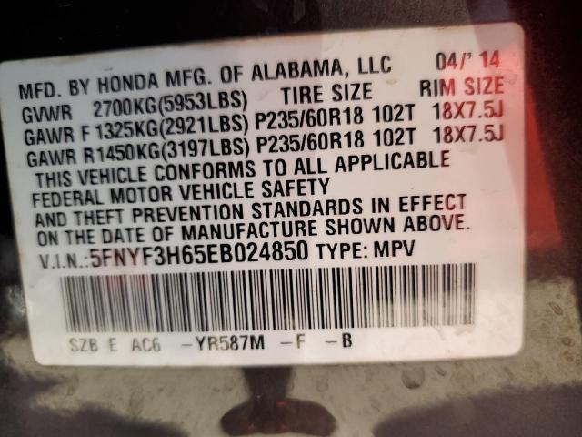 5FNYF3H65EB024850 Honda PILOT EXL